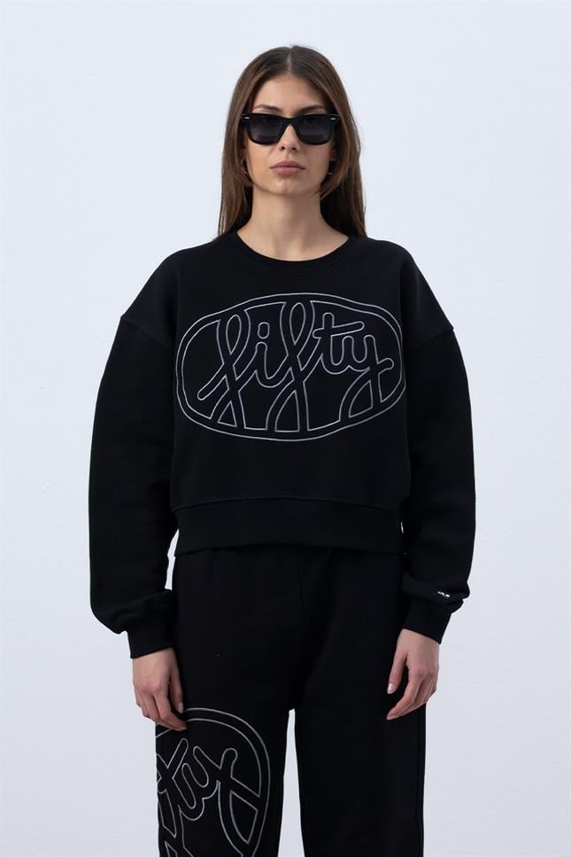 Fifty Pieces-Siyah Core Mid Length Sweatshirt-Sweatshirts & Hoodies-3-milagron.live