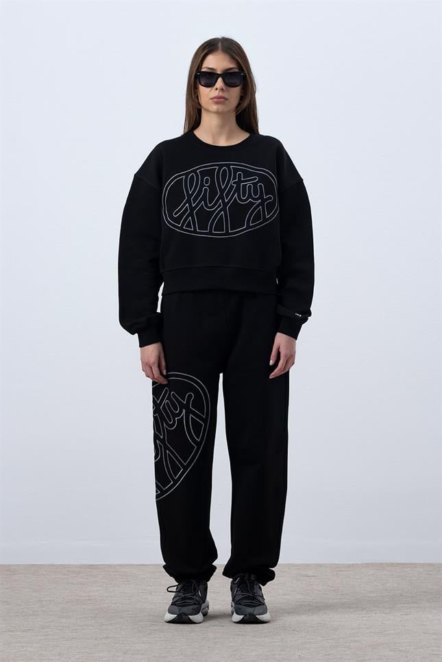 Fifty Pieces-Siyah Core Mid Length Sweatshirt-Sweatshirts & Hoodies-4-milagron.live