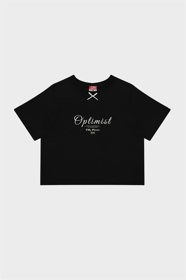 Fifty Pieces-Siyah Fiyonk Detaylı T-Shirt-T-Shirts-4-milagron.live