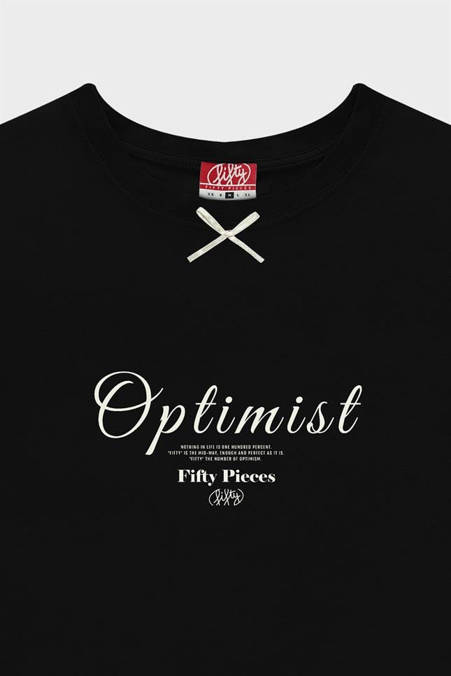 Fifty Pieces-Siyah Fiyonk Detaylı T-Shirt-T-Shirts-5-milagron.live