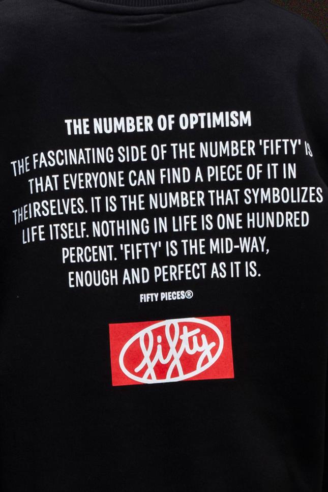 Fifty Pieces-Siyah Oversize Sırt Baskılı Sweatshirt-Sweatshirts & Hoodies-4-milagron.live