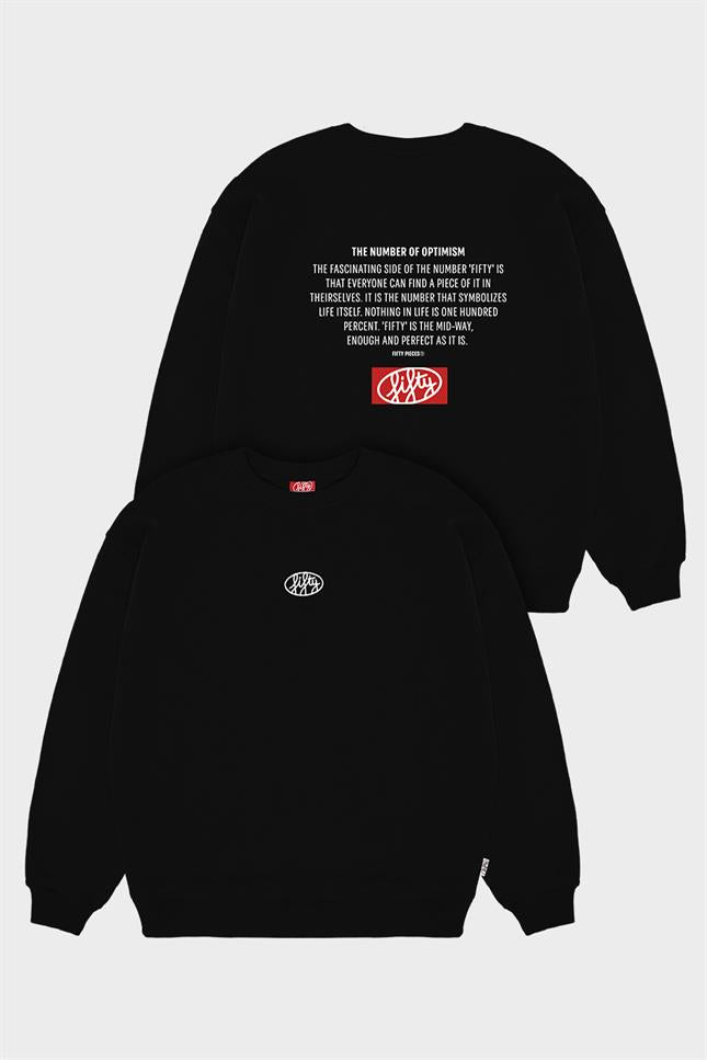 Fifty Pieces-Siyah Oversize Sırt Baskılı Sweatshirt-Sweatshirts & Hoodies-6-milagron.live