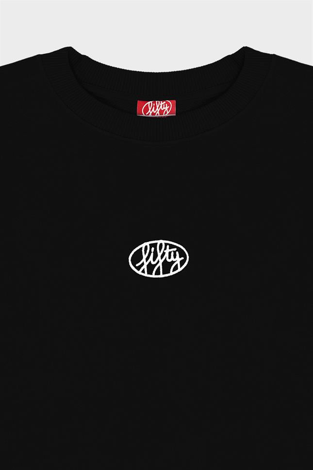 Fifty Pieces-Siyah Oversize Sırt Baskılı Sweatshirt-Sweatshirts & Hoodies-9-milagron.live