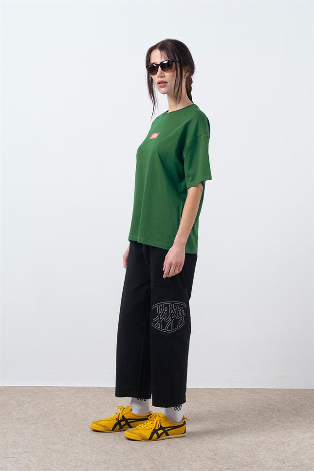 Fifty Pieces-Yeşil Oversize Sırt Baskılı T-Shirt-T-Shirts-5-milagron.live