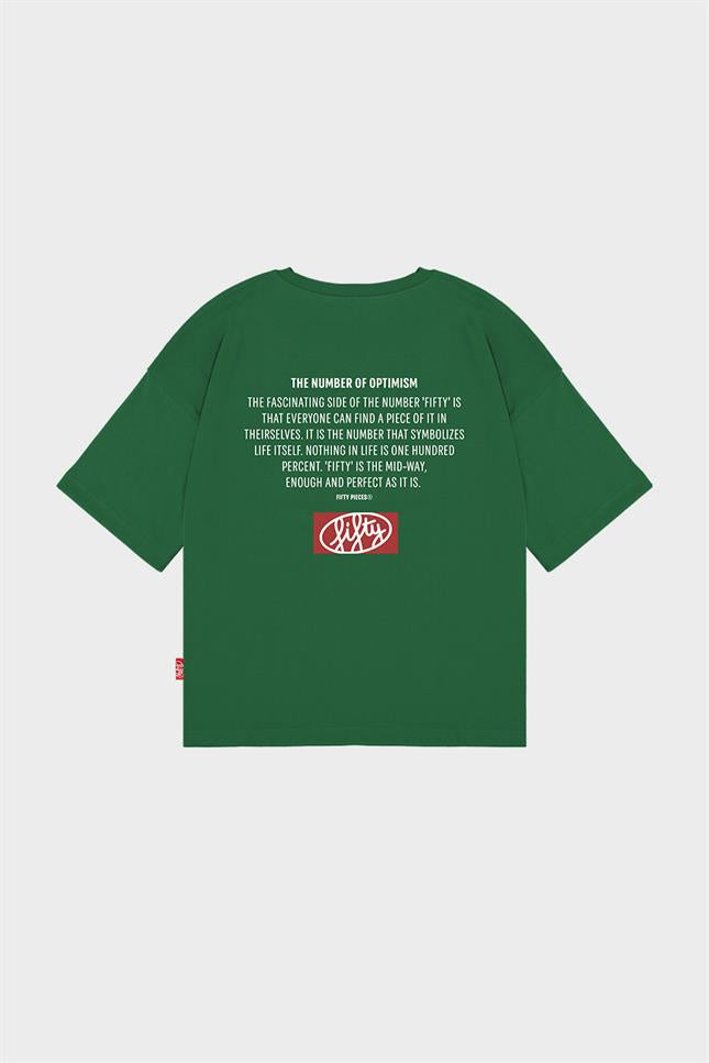 Fifty Pieces-Yeşil Oversize Sırt Baskılı T-Shirt-T-Shirts-9-milagron.live