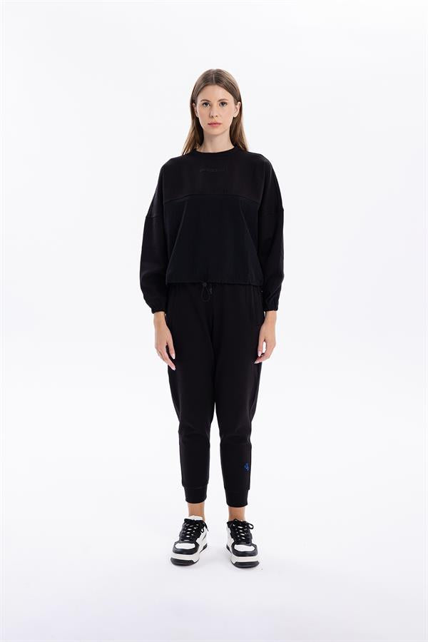 Bisiklet Yaka Garni Detaylı Oversize Kadın Sweatshirt