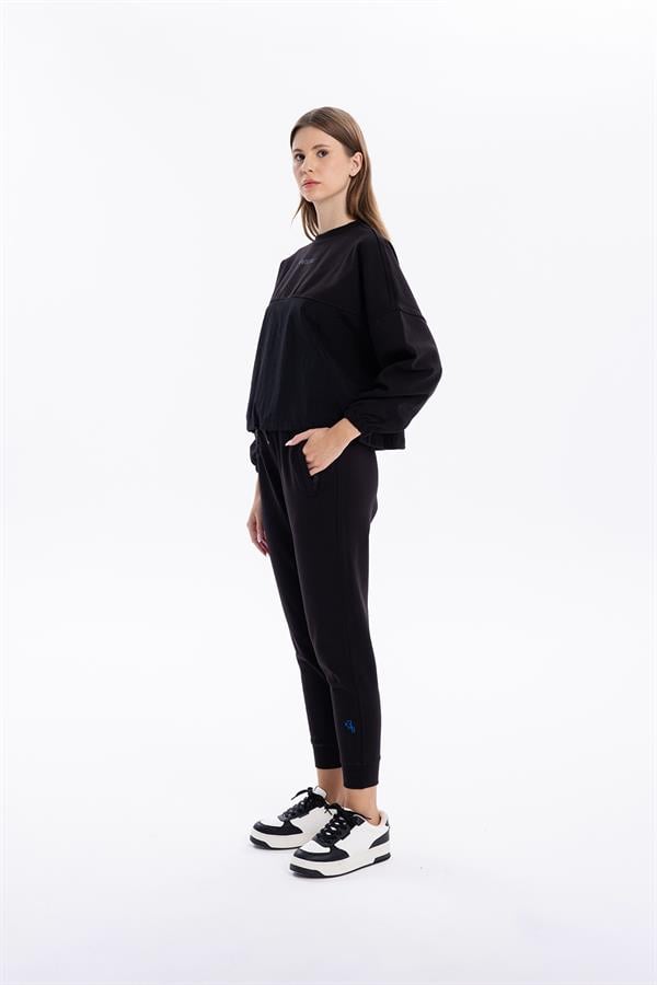 Bisiklet Yaka Garni Detaylı Oversize Kadın Sweatshirt