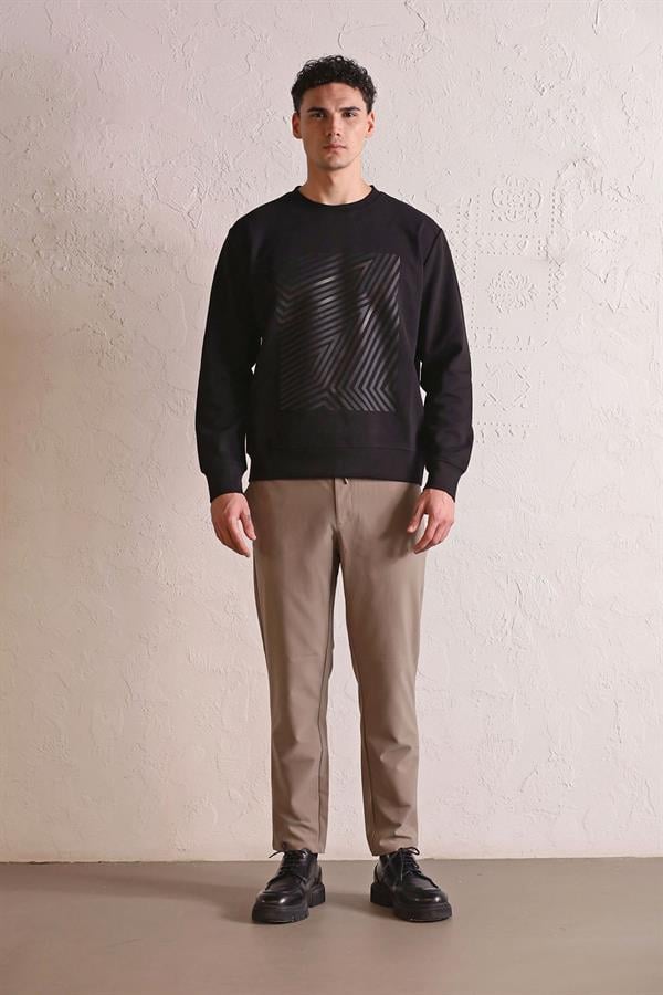 GMG Firenze-Bisiklet Yaka Geometrik Baskılı Erkek Sweatshirt-SWEATSHIRT-9-milagron.live