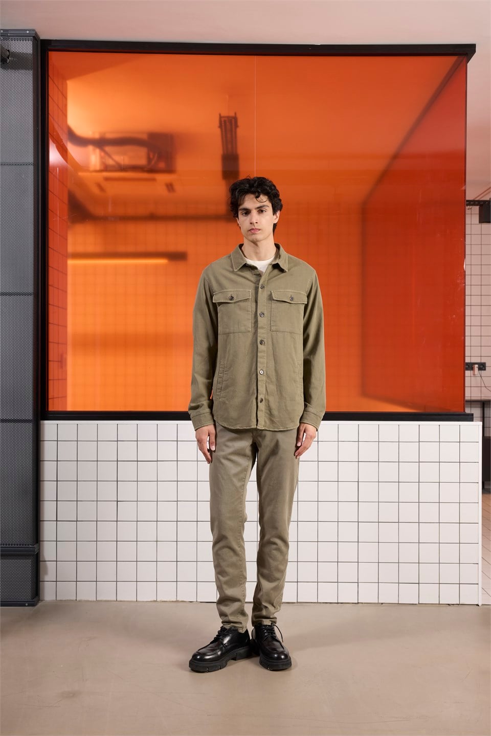 GMG Firenze-Regular Fit Moleskin Kumaş Erkek Dış Gömlek-SWEAT MONT-1-milagron.live