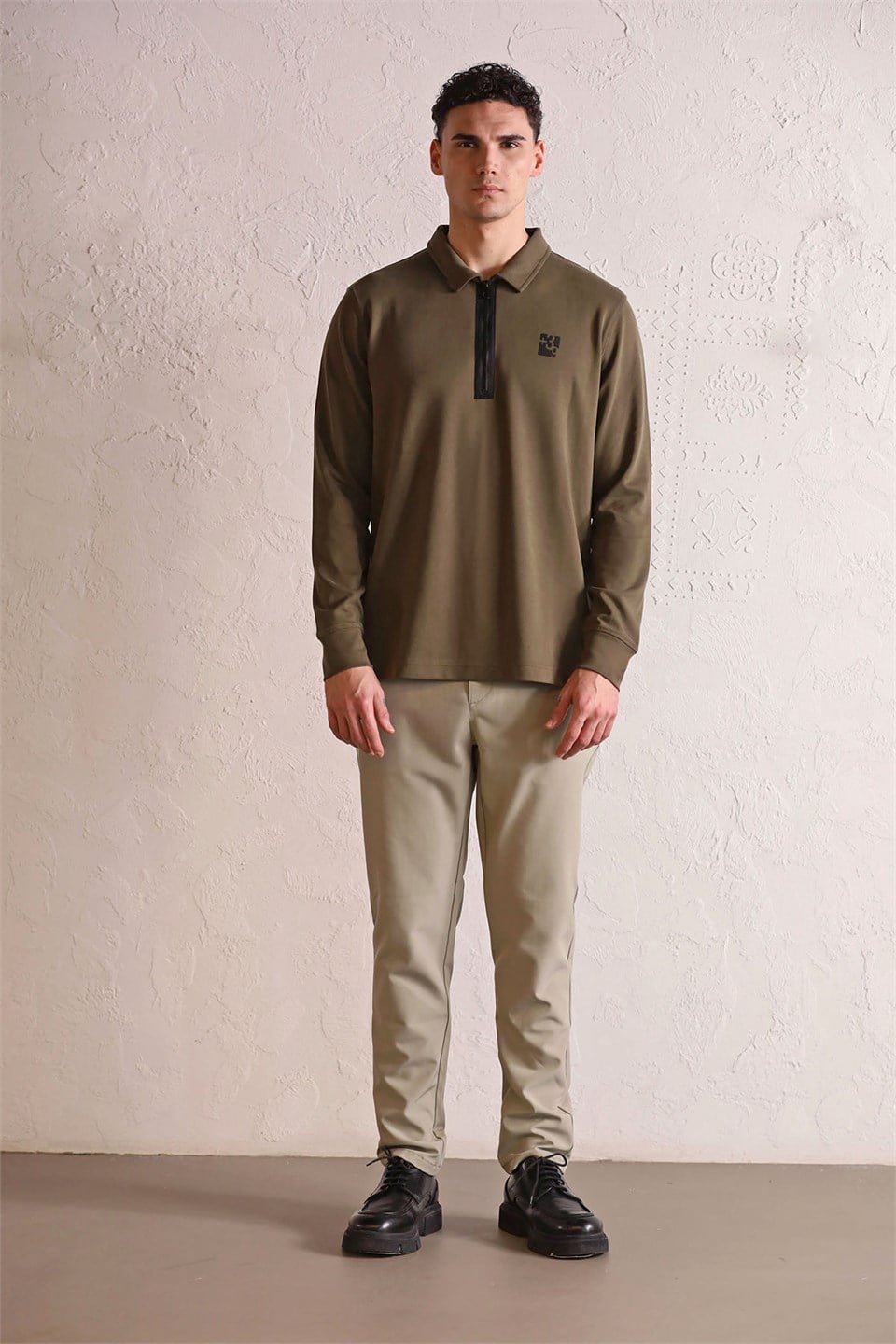 GMG Firenze-Polo Yaka Dikiş Detaylı Erkek Sweatshirt-Sweatshirts & Hoodies-1-milagron.live