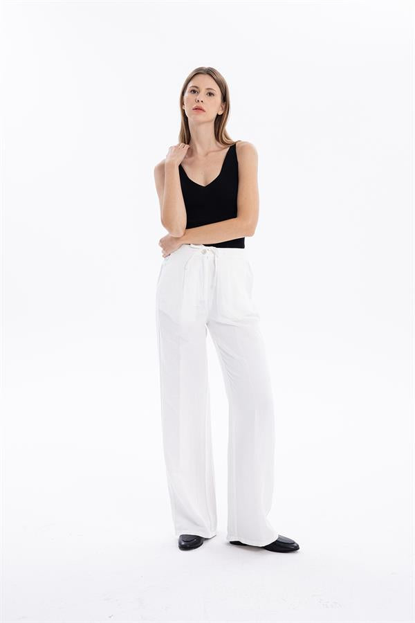 GMG Firenze-V Yaka Slim Fit İnce Askılı Triko Kadın Atlet-Summer'25-11-milagron.live