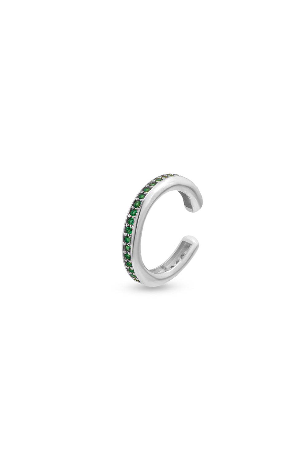 Gal İstanbul-Tiny Earcuff Silver x Green-Küpe-1-milagron.live