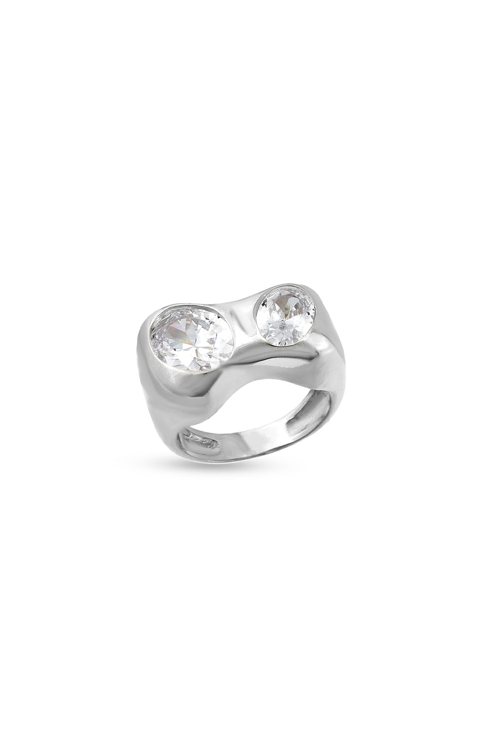 Gal İstanbul-Two Stone Ring Silver-Yüzük-1-milagron.live