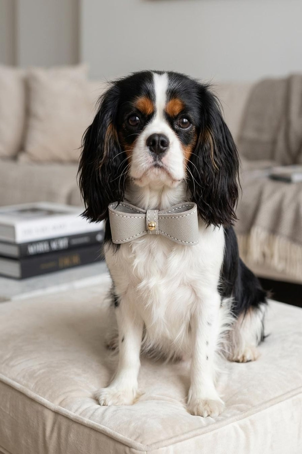 Deri Bow Tie Köpek Tasması – El Yapımı %100 Gerçek Deri Şık Pet Aksesuarı, Köpek & Evcil Hayvan Quiet Luxury Dekoru - 1