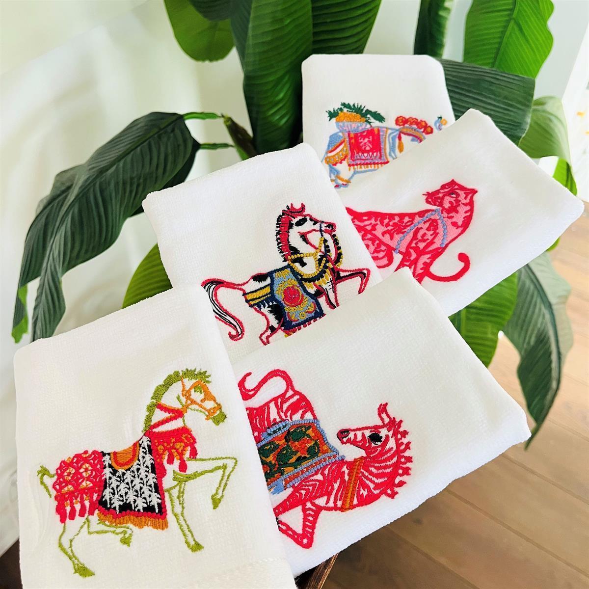 Animal Serisi Pembe Zebra Desenli Misafir El Havlusu