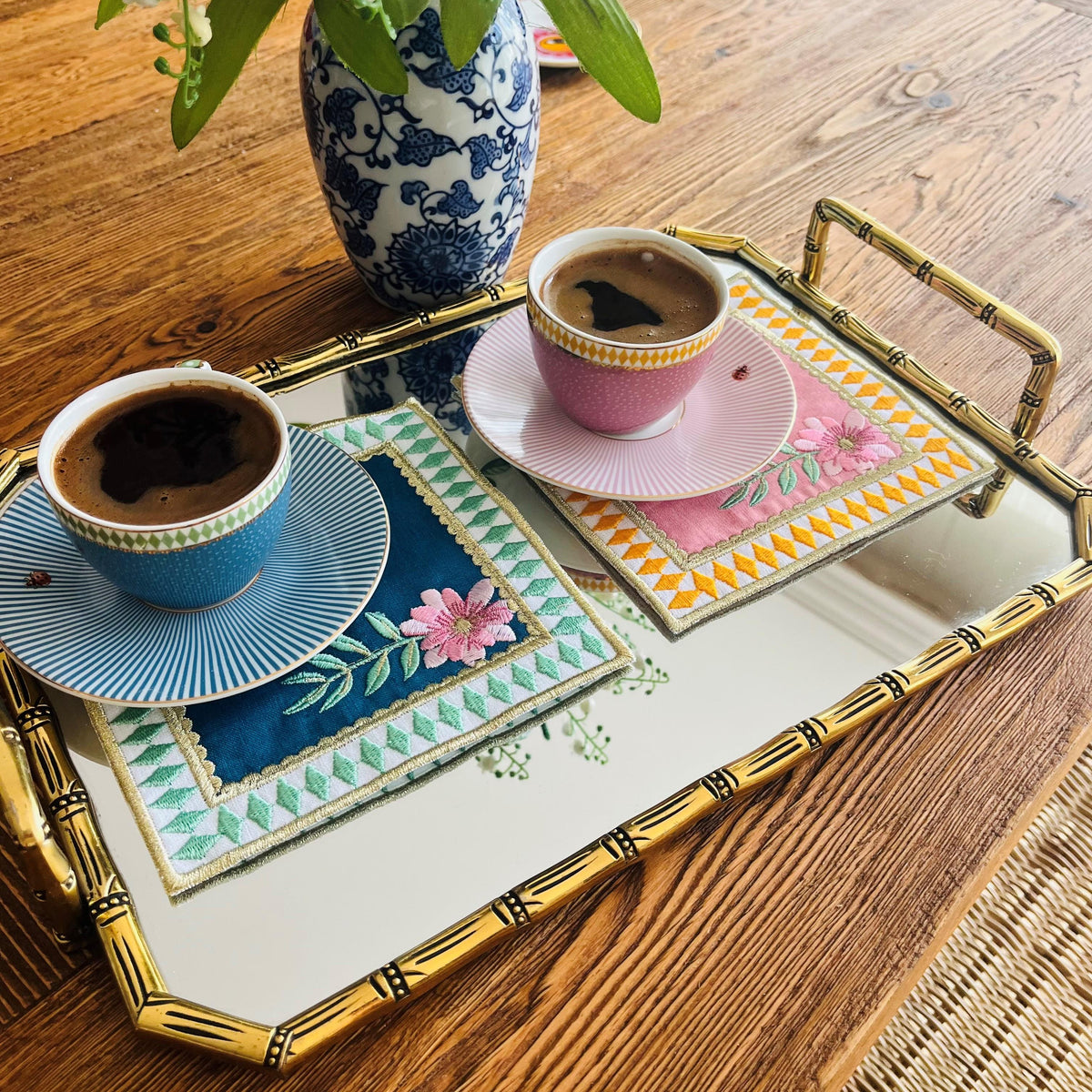 La Majorelle Uyumlu Pembe ve Yeşil Kokteyl Peçete ( 2 Adet )