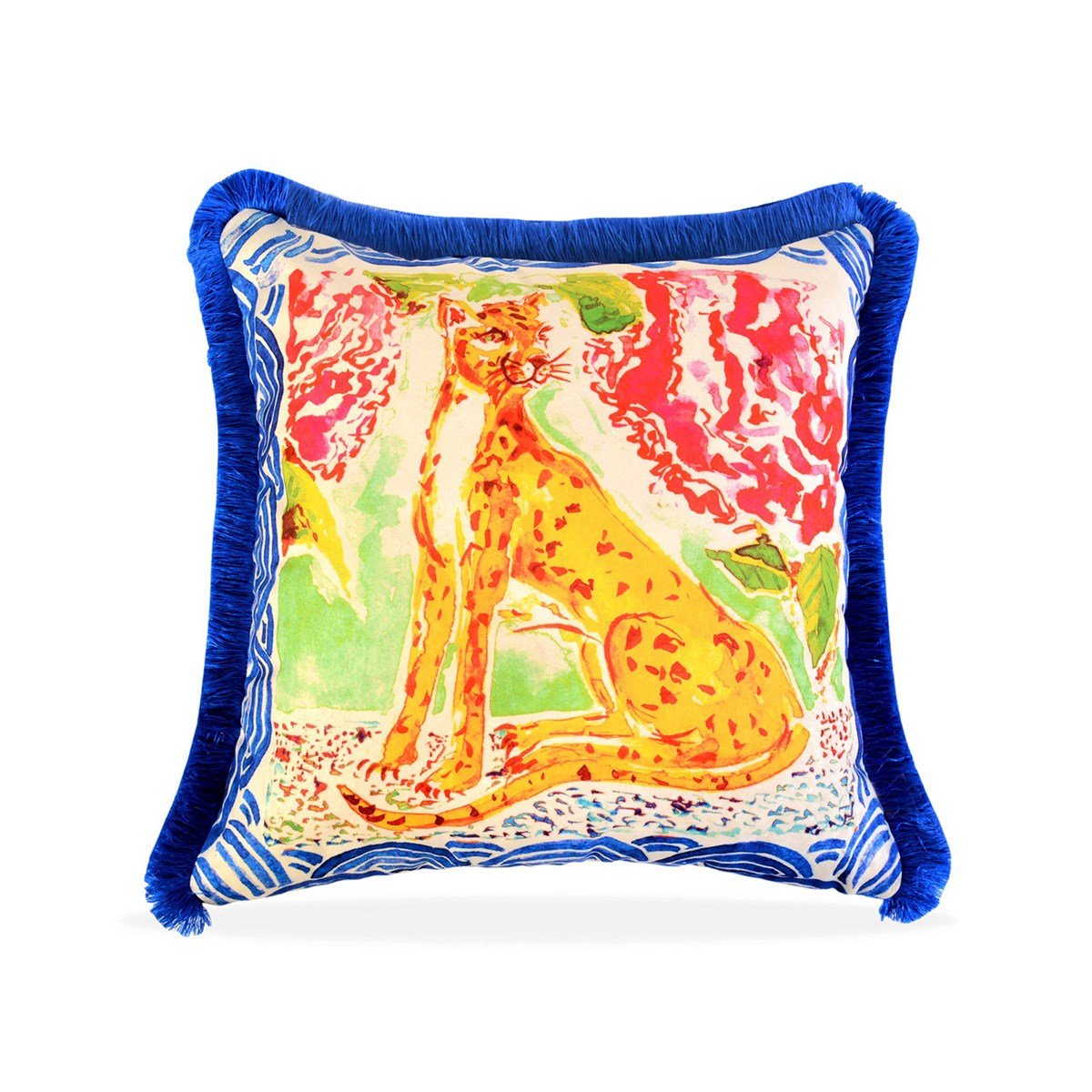 Dekoratif Leopar Desenli Kadife Kırlent Kılıfı ( 45 cm x 45 cm )