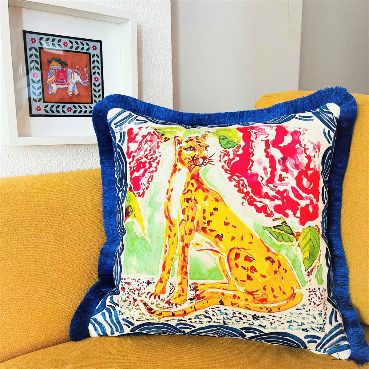 Dekoratif Leopar Desenli Kadife Kırlent Kılıfı ( 45 cm x 45 cm )