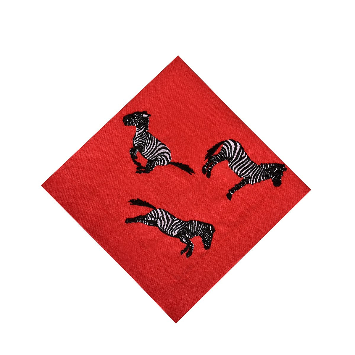 Dekoratif Zebra Desenli Kırmızı Keten Servis Peçetesi - 2 Adet