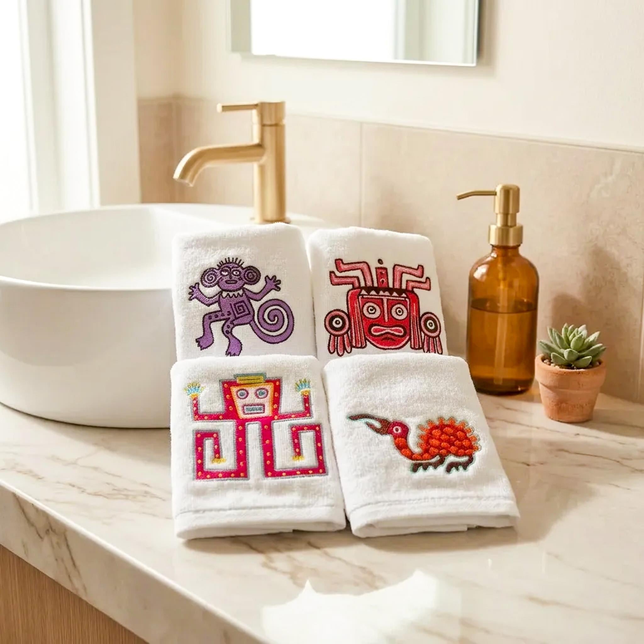 Etnik Nakışlı Lüks El Havlusu Seti