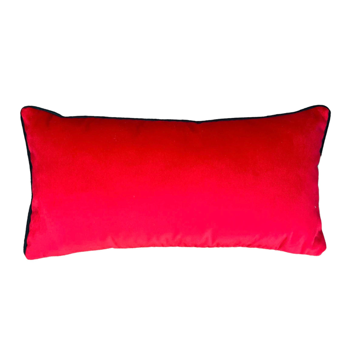 Joy Desenli Kırmızı Kadife Kırlent Kılıfı 30 x 60