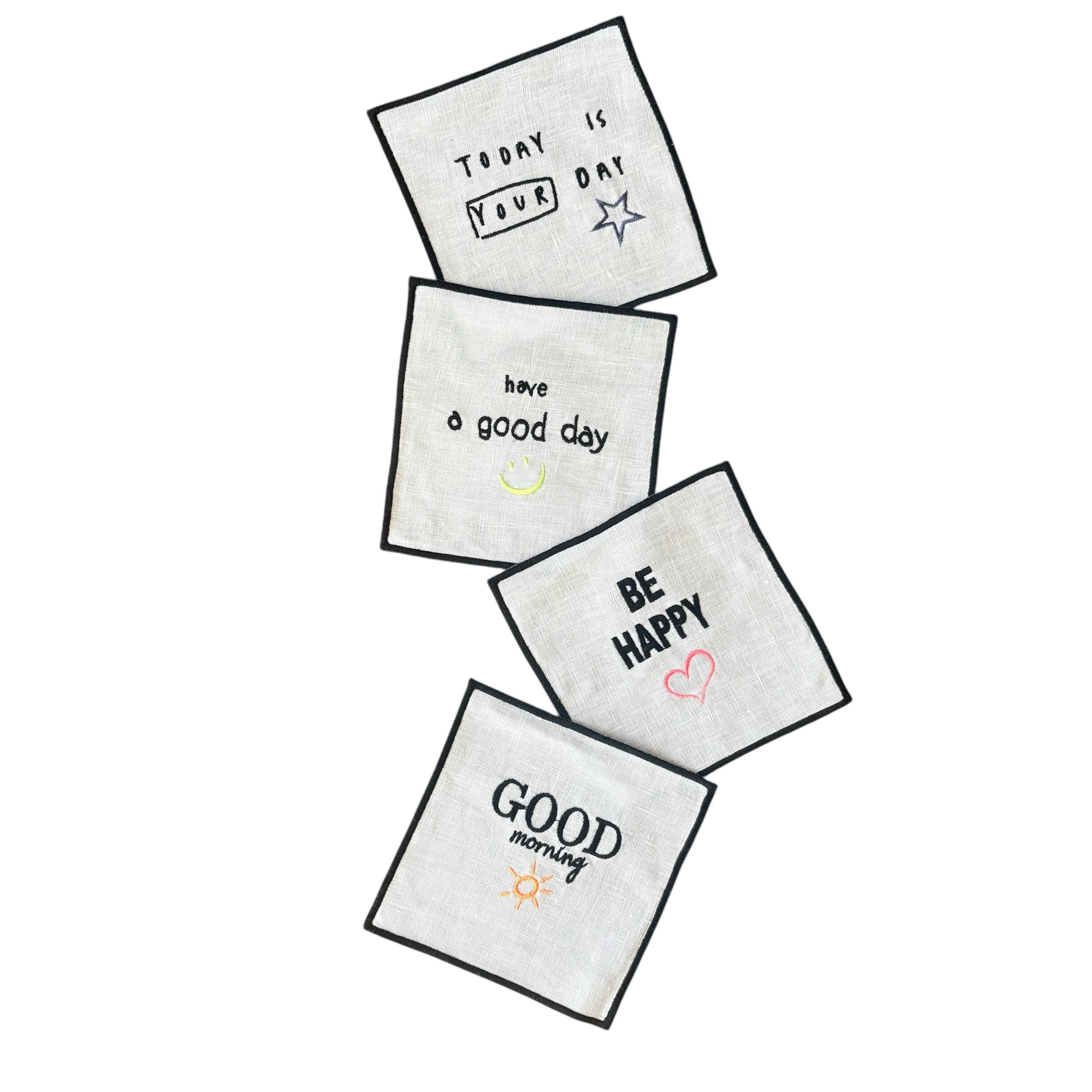 Pozitif Enejili Kokteyl Peçeteler – 4'lü Set (15x15 cm)