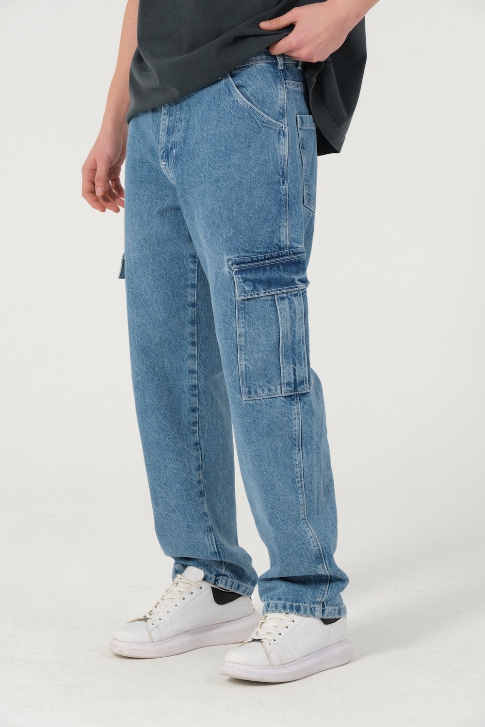 Gennaro-Relax Fit Denim Kargo-Kot Pantolon-1-milagron.live