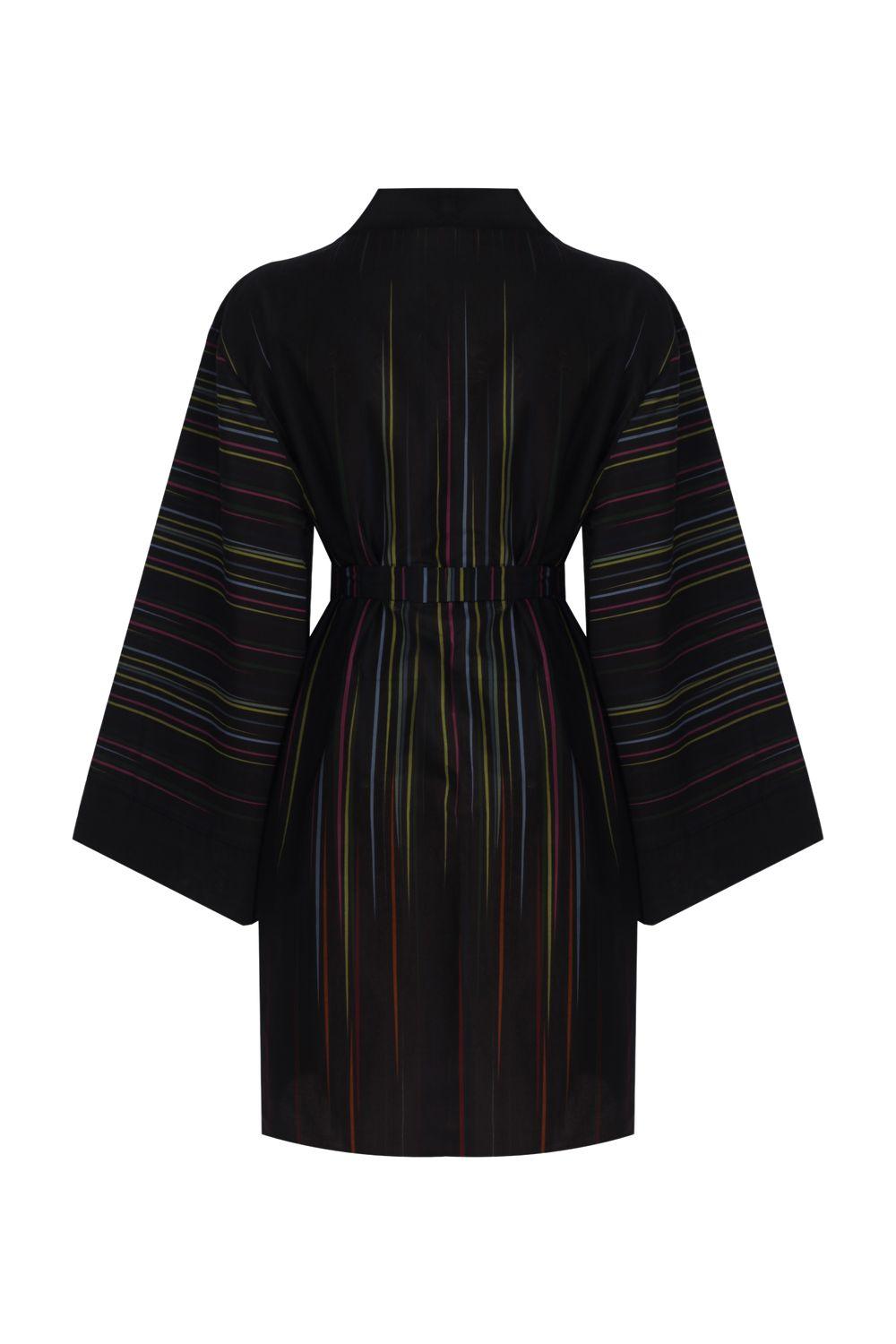 Geomi-Rainbow Kimono - Siyah-Kimono-1-milagron.live