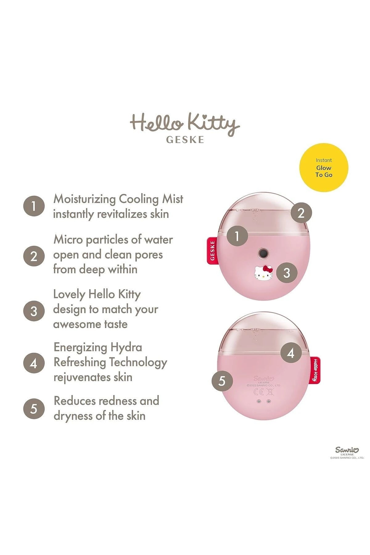 Geske-Hello Kitty Buharlı Cilt Nemlendirici Ve Yenileyici Yüz Bakım Cihazı | Facial Hydration Refresher-Cilt Bakım Aletleri-4-milagron.live