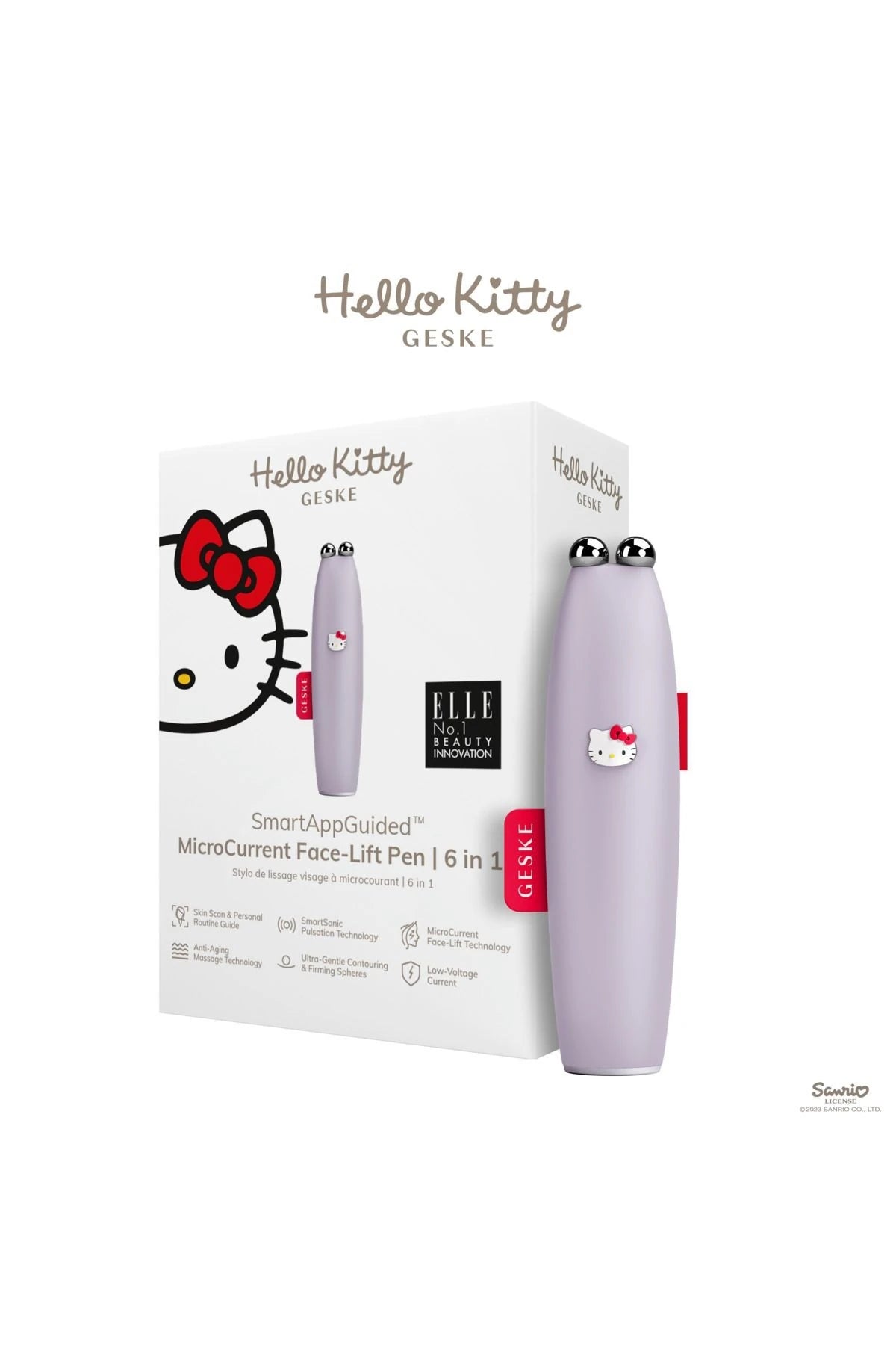 Geske-Hello Kitty Titreşimli Mikro Akım Yüz Sıkılaştırıcı Akıllı Kalem | Microcurrent Face Lift Pen-Cilt Bakım Aletleri-1-milagron.live