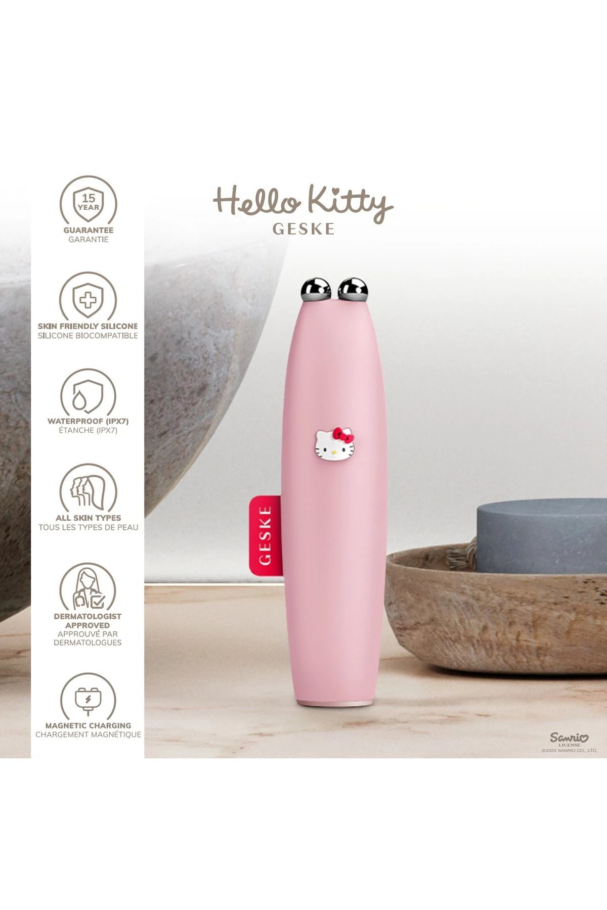 Geske-Hello Kitty Titreşimli Mikro Akım Yüz Sıkılaştırıcı Akıllı Kalem | Microcurrent Face Lift Pen-Cilt Bakım Aletleri-10-milagron.live