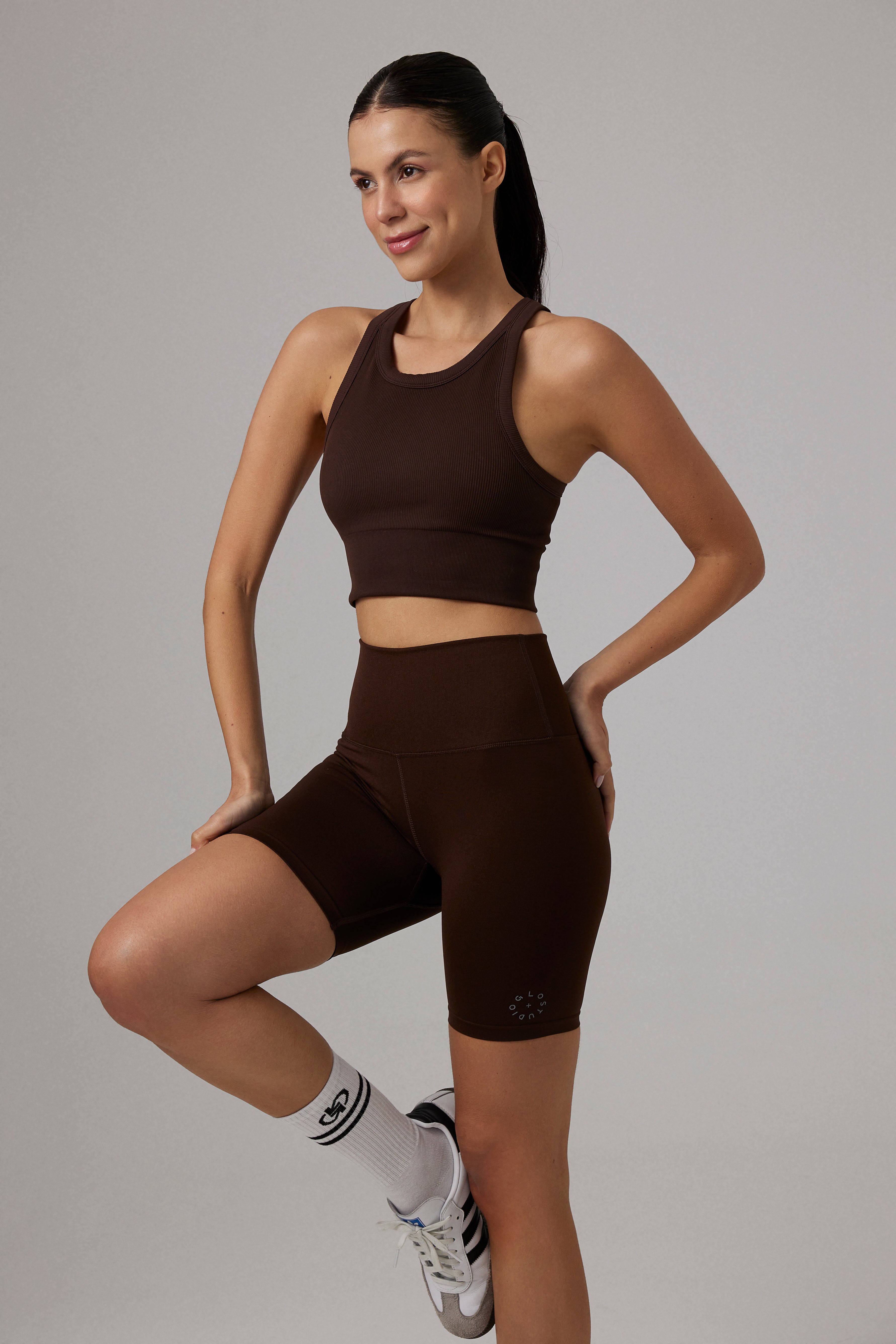Glo Studio-Zola Seamless Crop Mocha-Crop Top-4-milagron.live
