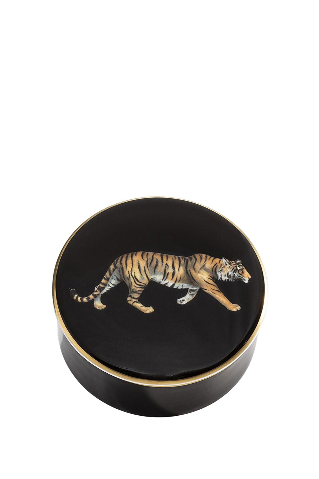 Halcyon Days-MW Twin Tiger - Black - Round Trinket Box-Dekoratif Kutu-1-milagron.live
