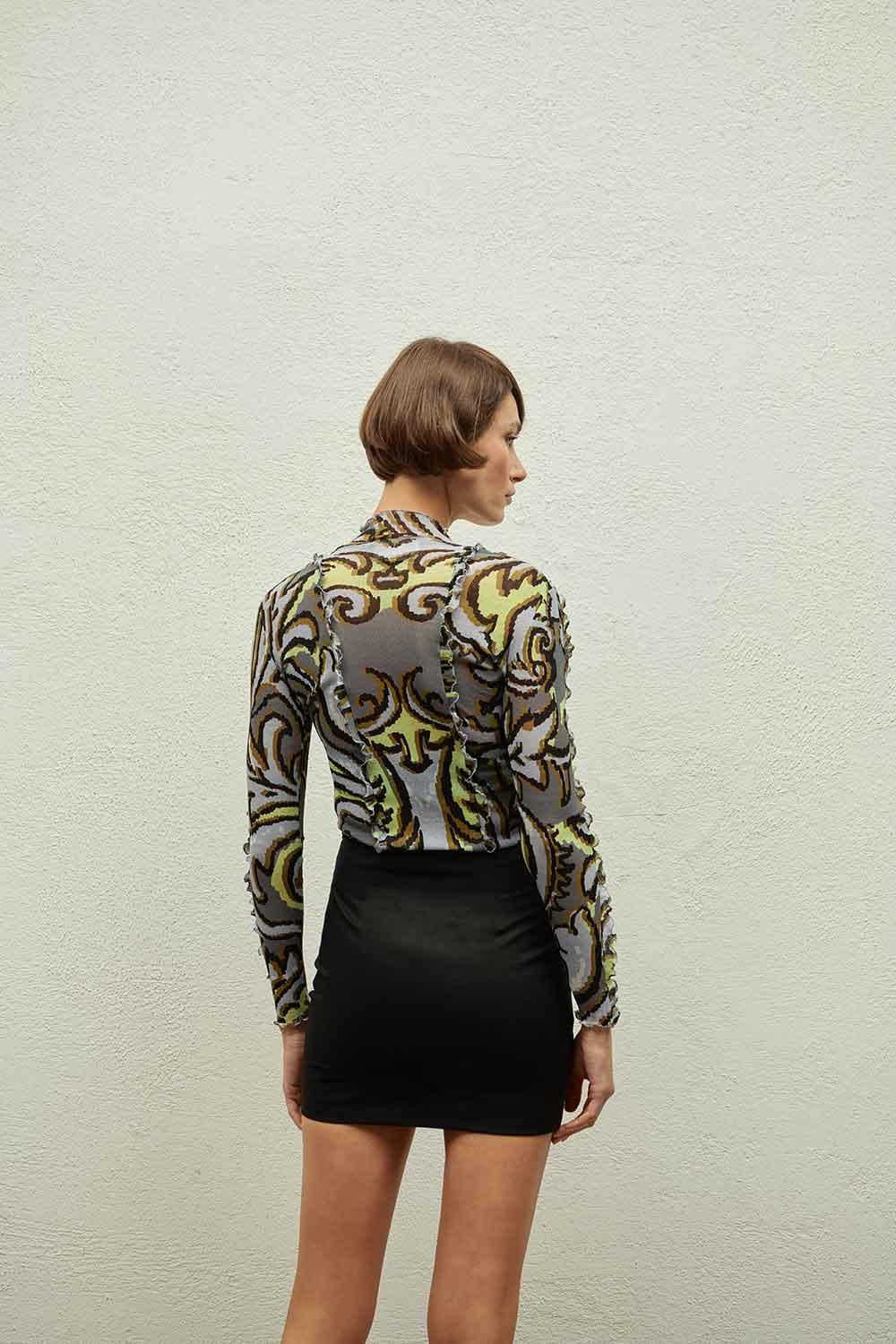 Hip + Happen-Waffle Gri Mesh Bluz-Top-2-milagron.live