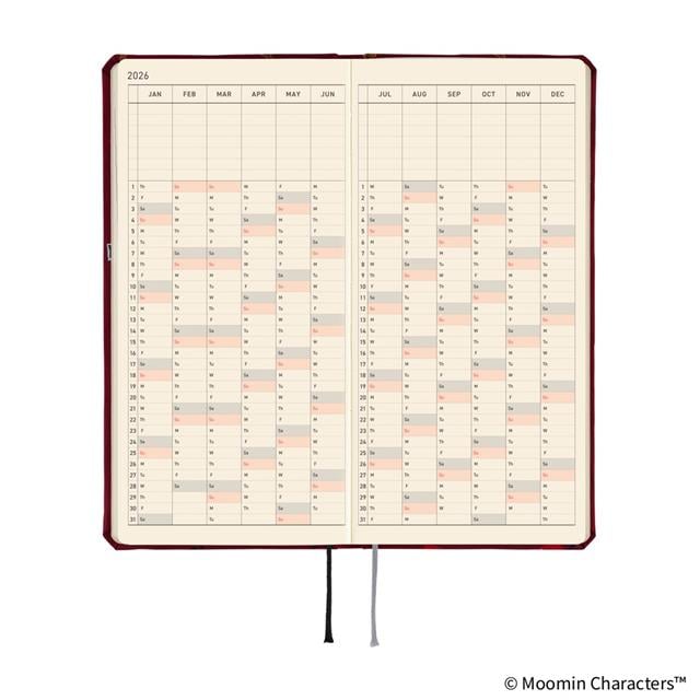 Hobonichi Techo Weeks English Slim Schedule Book - Little My : 2026 Monday Start Deep Red