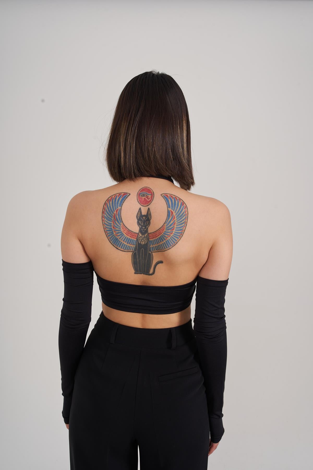 Crop Model Kol Detaylı Pretty Bluz Siyah