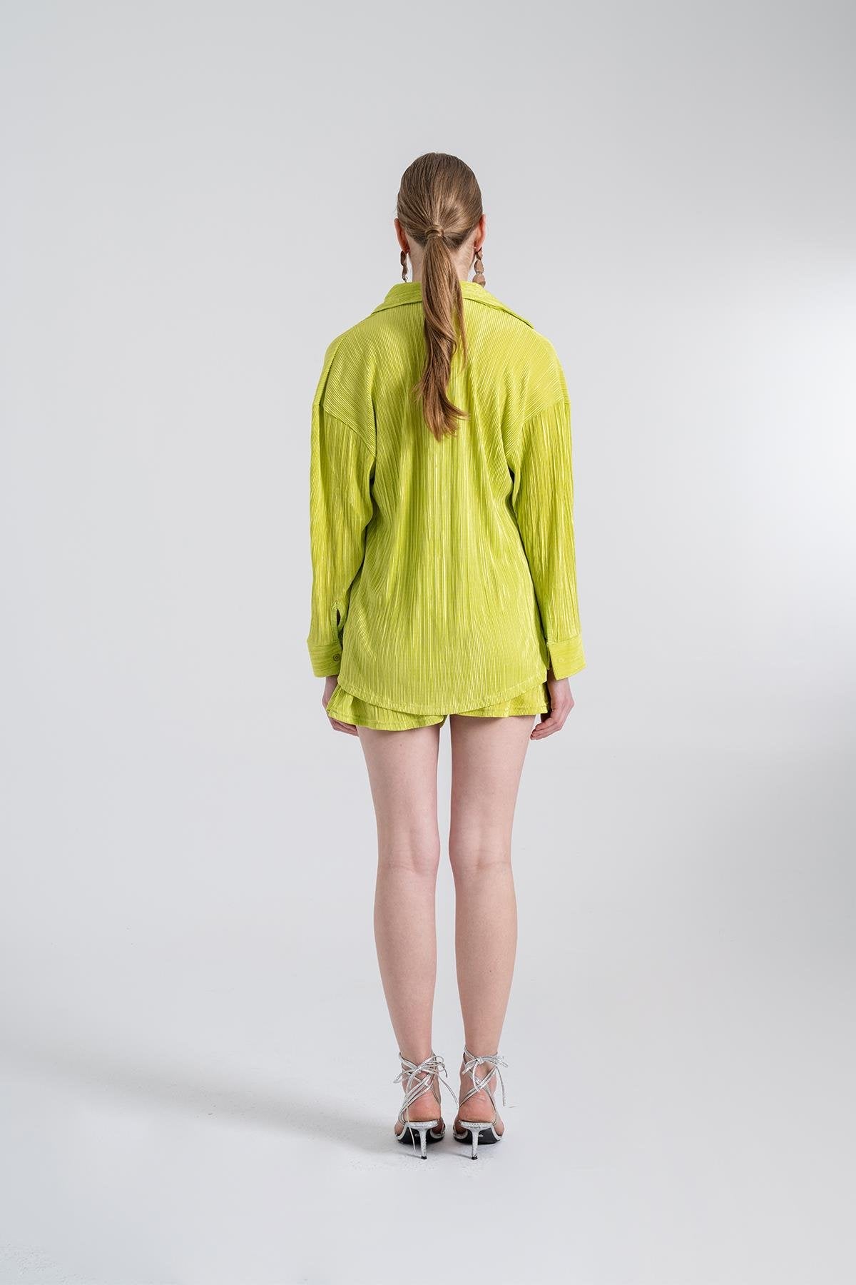 Oversize Düğme Kapamalı Comfy Oversize Gömlek Yeşil
