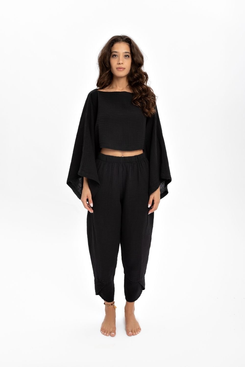 Husufi-Siyah Crop Bluz-Top-3-milagron.live