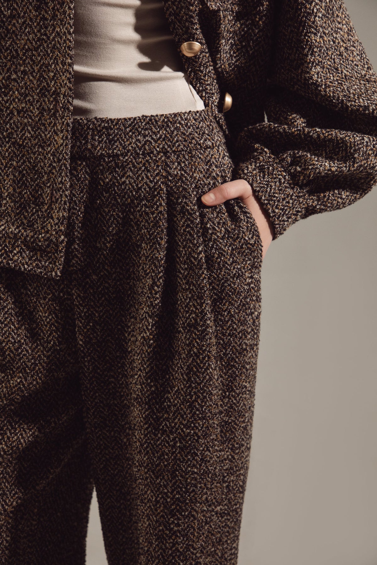 Deep Brown Wool-Blend Quiet Luxury Suit