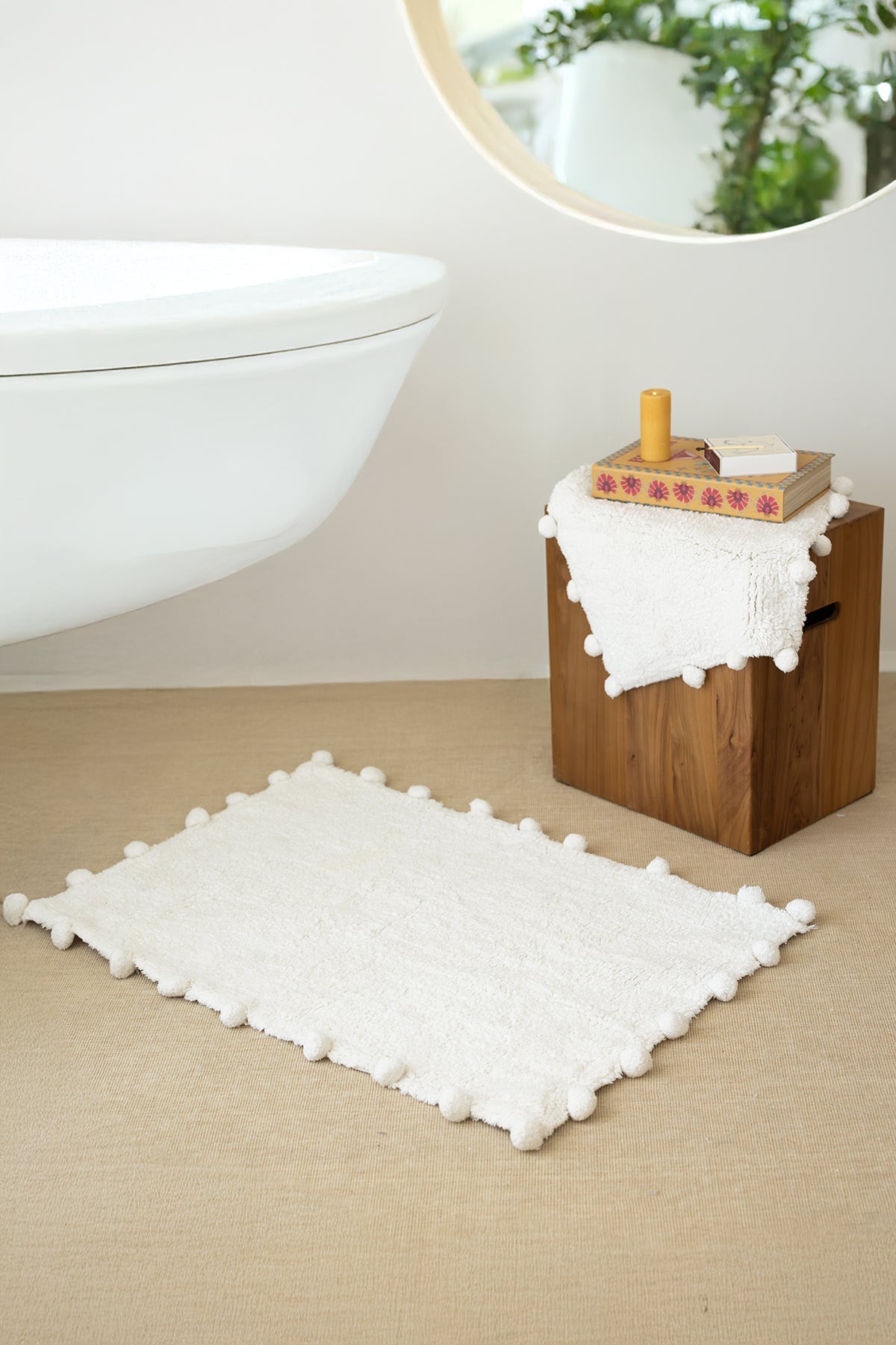 İRYA-Alya 2’Li Takım Banyo Paspası %100 Pamuk 40X60+60X90 Cm Ekru-Paspas-1-milagron.live