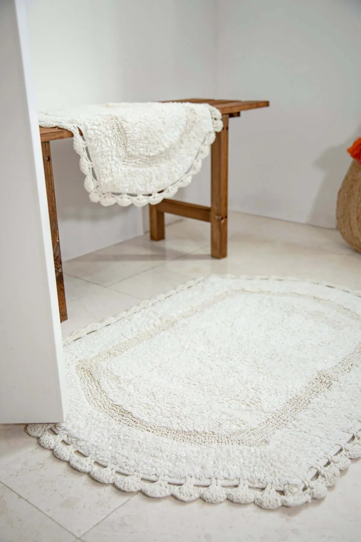 İRYA-Dale 2’Li Takım Banyo Paspası %100 Pamuk 40X60 + 60X90 Ekru-Paspas-6-milagron.live