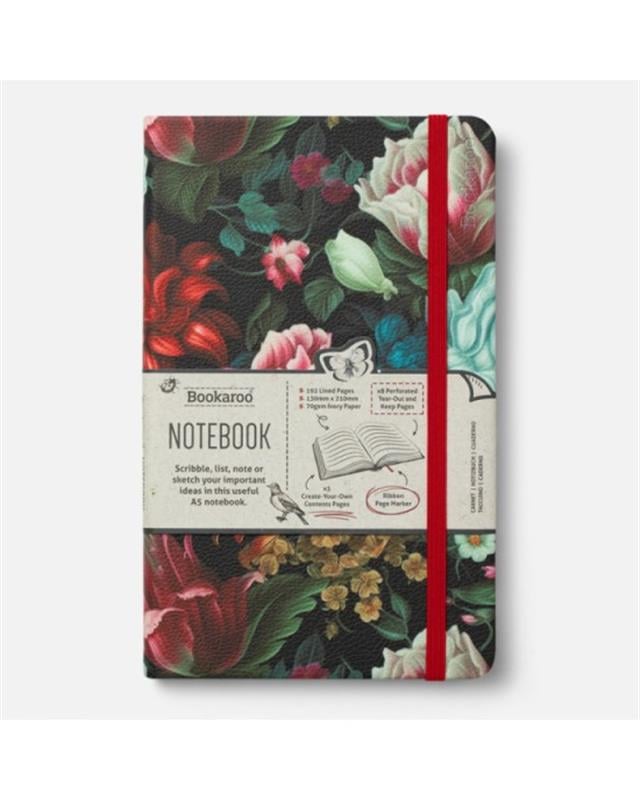 If-If Bookaroo A5 Notebook Journal çizgili Defter Dark Floral-Çizgili-1-milagron.live