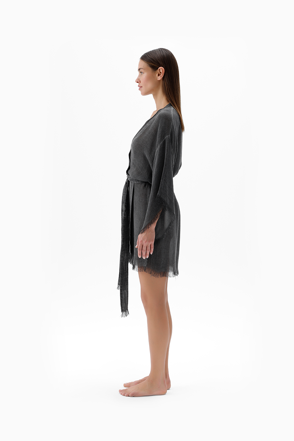 İkikız-Bambu Gri Kısa Kimono-Kimono-2-milagron.live