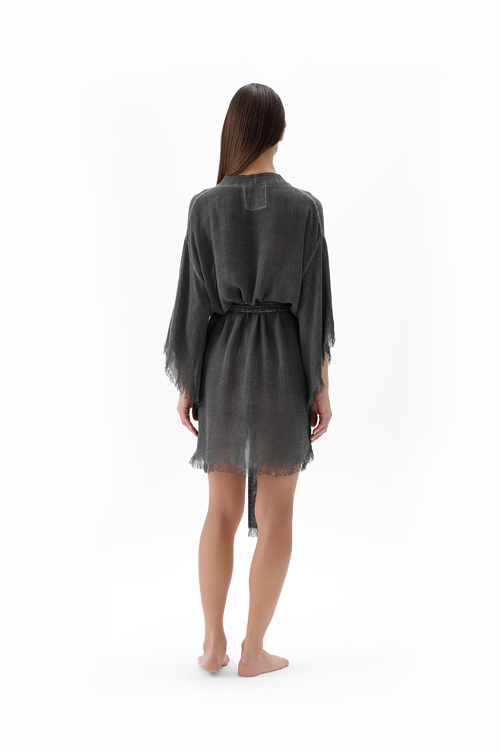 İkikız-Bambu Gri Kısa Kimono-Kimono-3-milagron.live