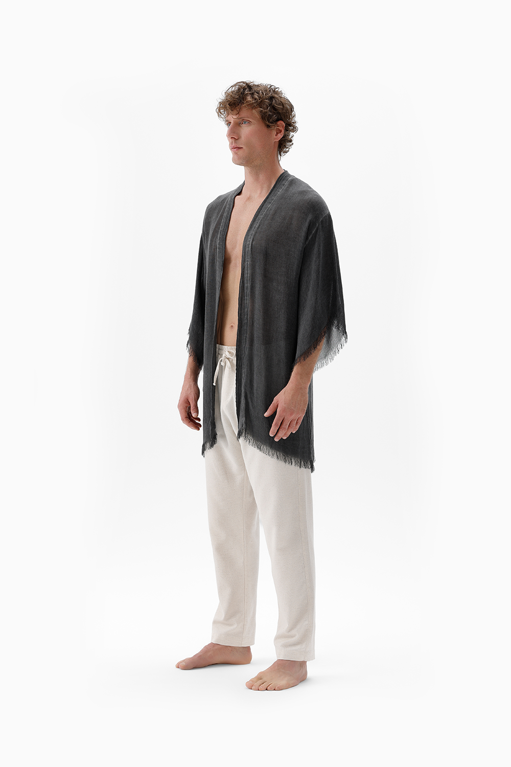 İkikız-Bambu Gri Kısa Kimono-Kimono-6-milagron.live