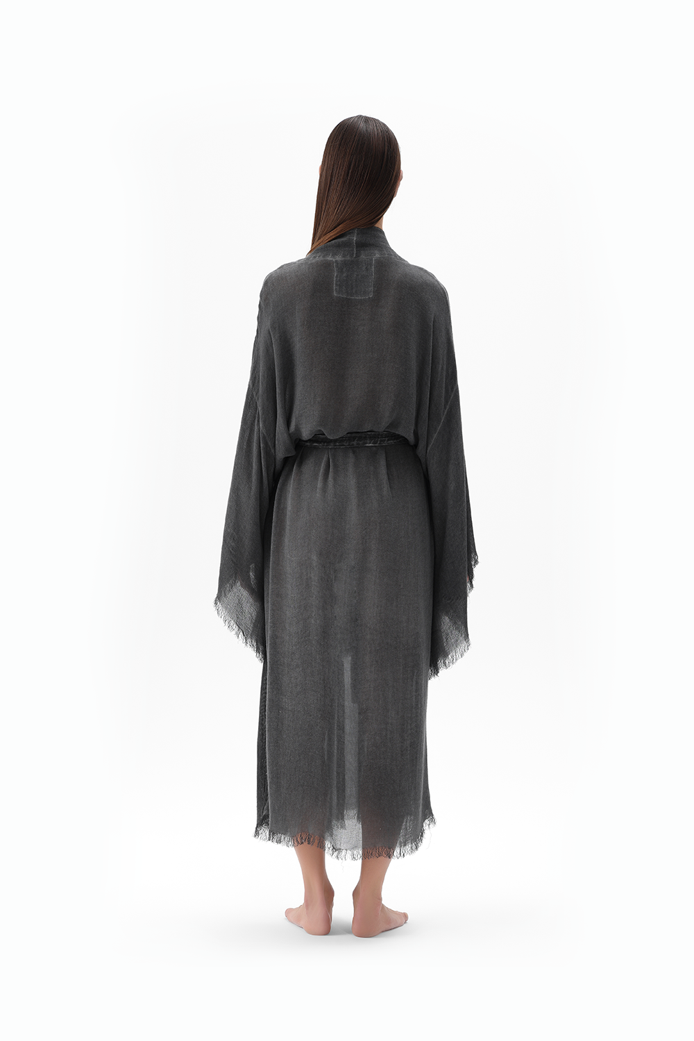 İkikız-Bambu Gri Uzun Kimono-Kimono-3-milagron.live