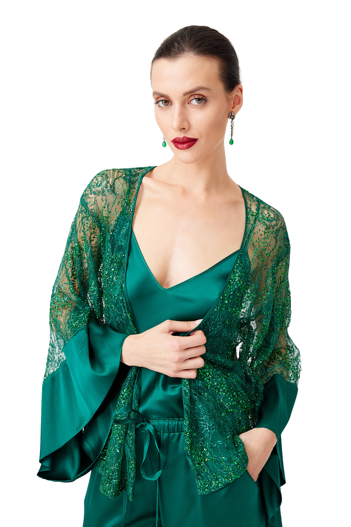 İpek Kıramer-Green Lace Set-Alt - Üst Takım-2-milagron.live