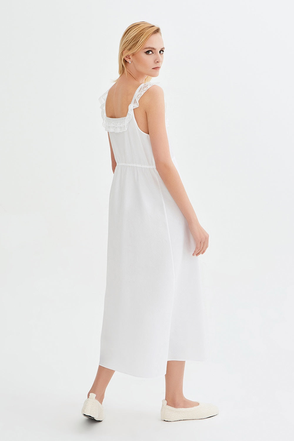İpek Kıramer-Neferti Cotton Chemise White-Gecelik-3-milagron.live