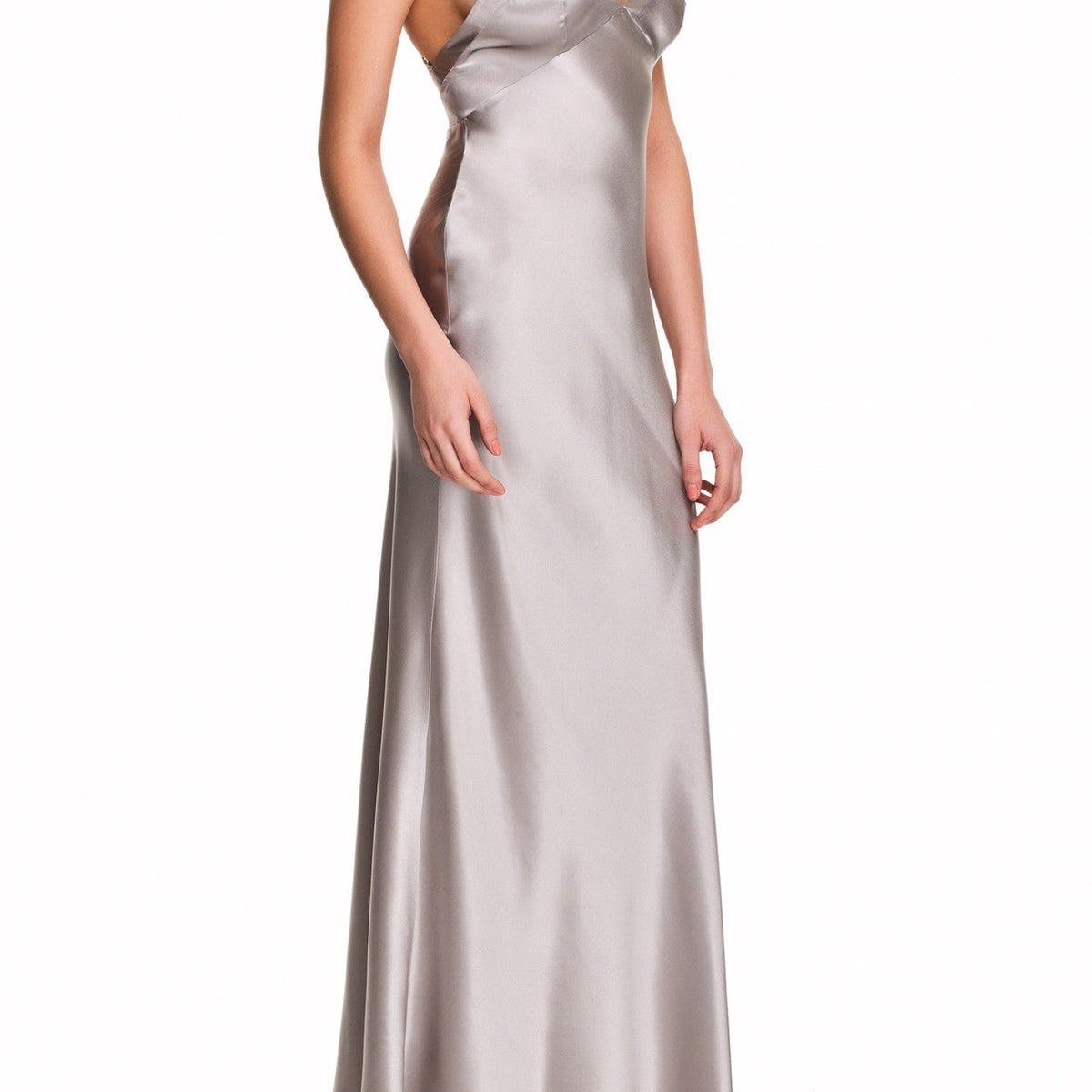 İpek Kıramer-Soprano Silk Long Chemise Gray-Gecelik-2-milagron.live