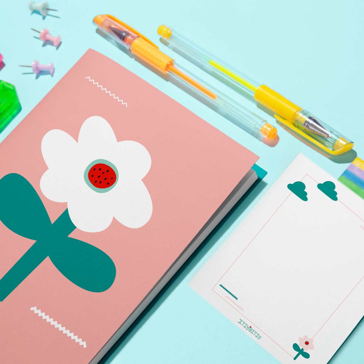 Big Flower Defter Ve Notluk Seti , Pembe